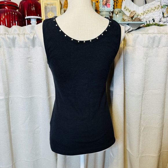 International Concepts Black Embellished Fitted Tank Top XL - Picture 4 of 7